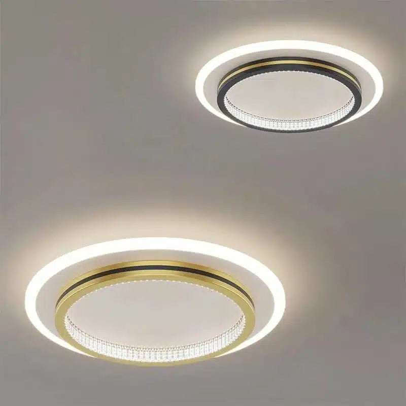 Plafonnier LED rond en fer forgé et acrylique pour Salon