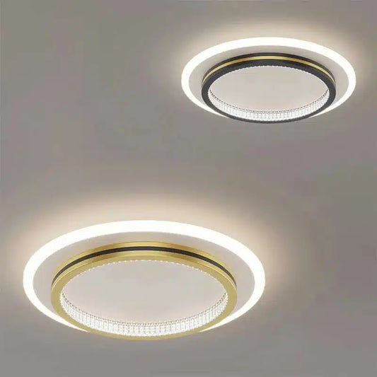 Plafonnier LED rond en fer forgé et acrylique pour Salon