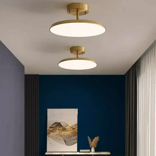 Plafonnier LED Moderne Disque Céleste en Cuivre et Acrylique pour salon