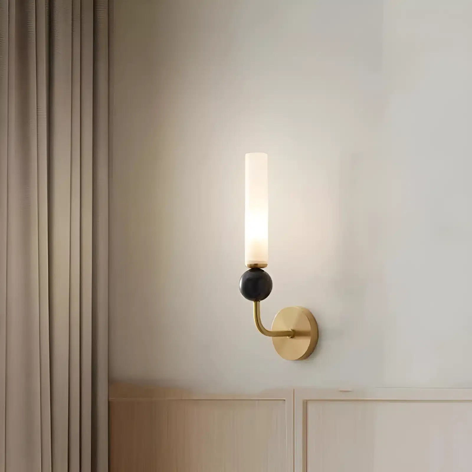 Applique Murale avec coude en Marbre et Cuivre avec Abat - jour Acrylique pour salon - Luminenza - Doré