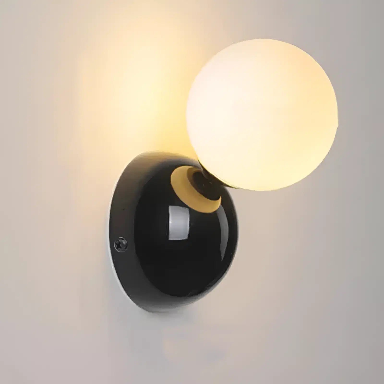 Applique Murale Boule Crème - Luminaire Décoratif d'Intérieur - Luminenza - Noir