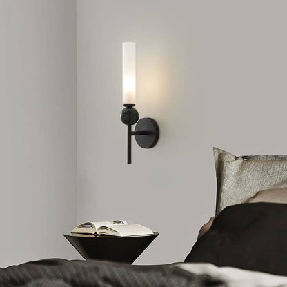 Applique Murale droite en Marbre et Cuivre avec Abat - jour Acrylique pour salon - Luminenza - Doré