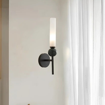 Applique Murale droite en Marbre et Cuivre avec Abat - jour Acrylique pour salon - Luminenza - Doré