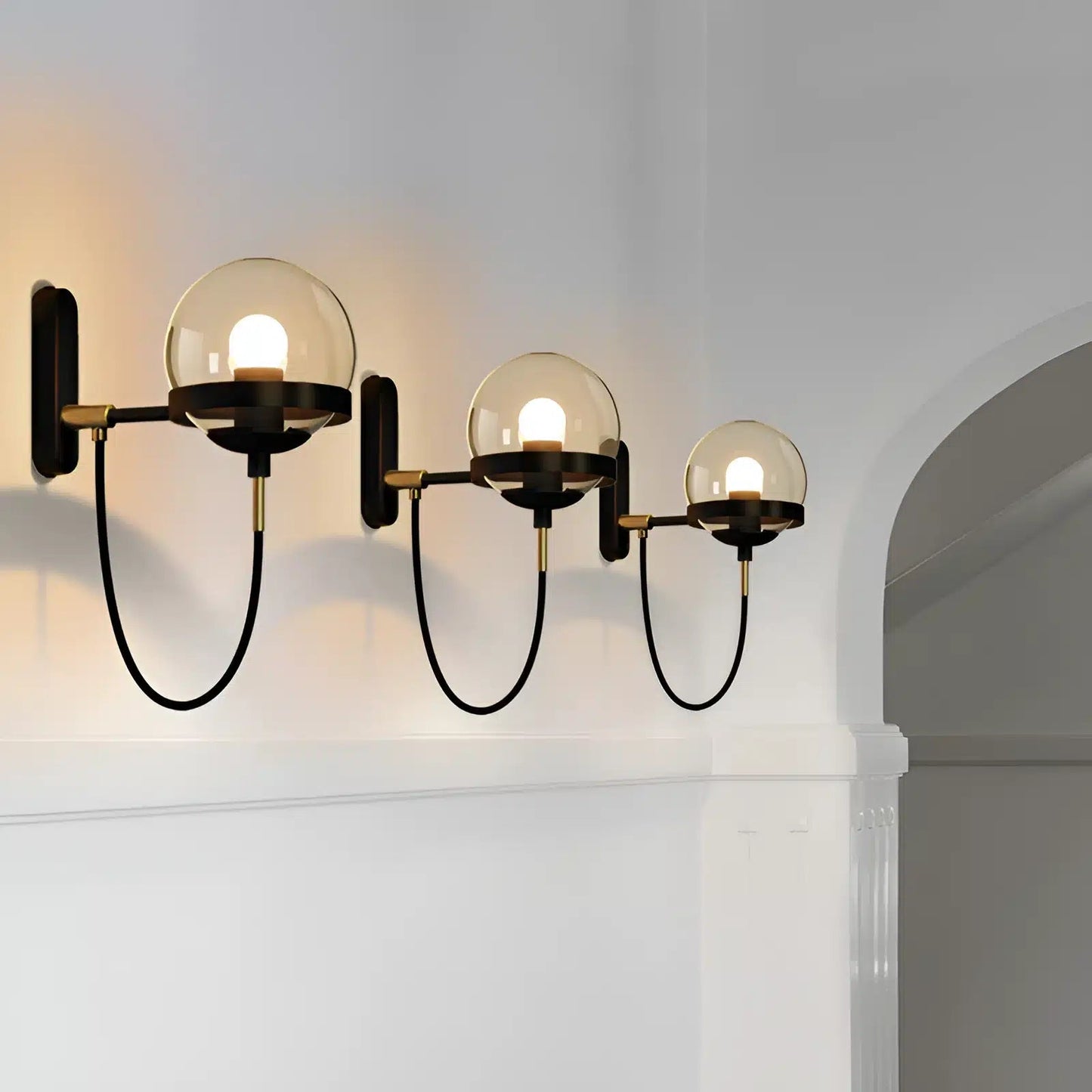 Applique Murale en Boule de Verre Nordique Moderne - Luminenza - Noir