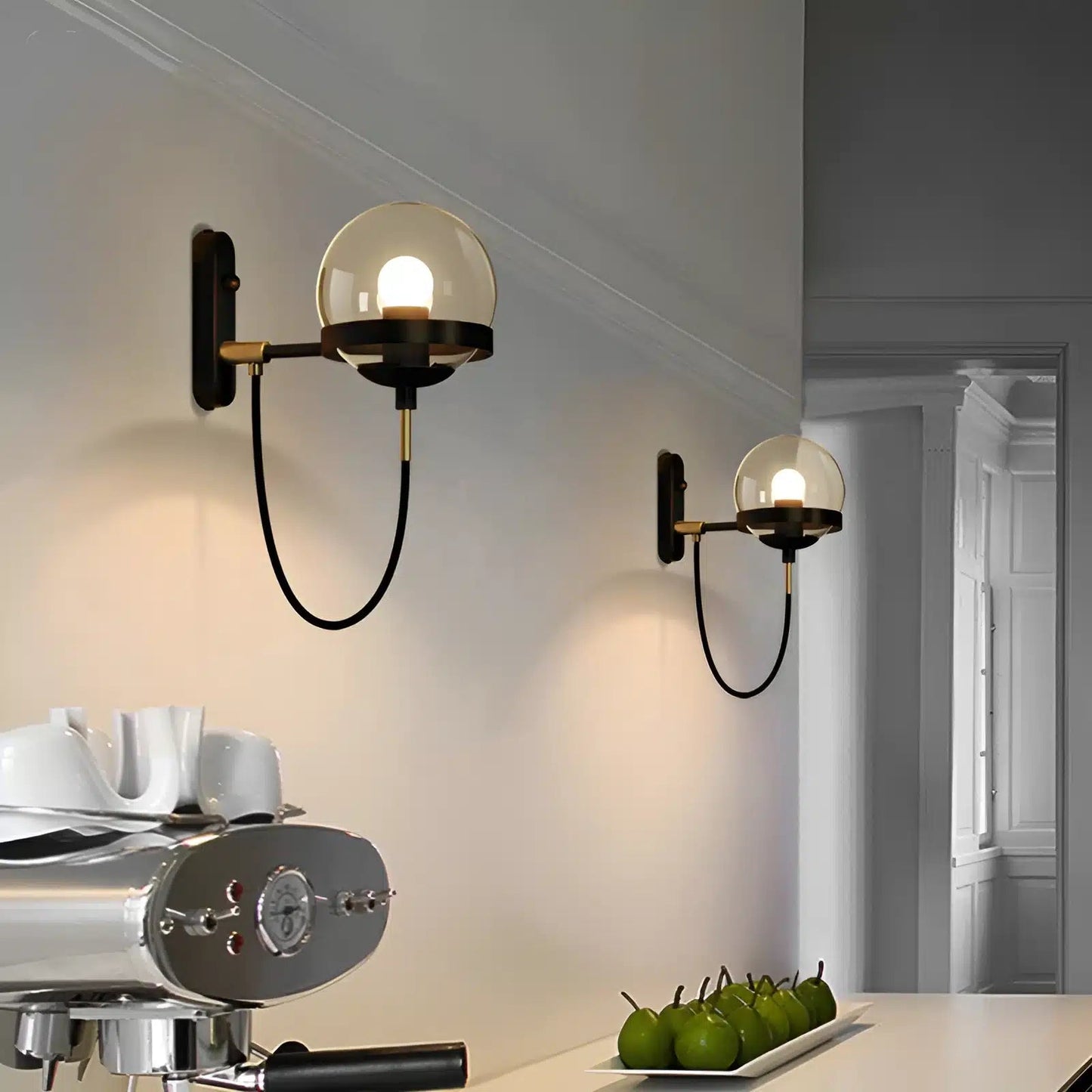 Applique Murale en Boule de Verre Nordique Moderne - Luminenza - Noir