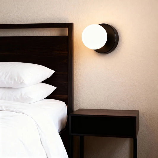Applique murale en forme de sphère sur un disque pour chambre - Luminenza - Blanc
