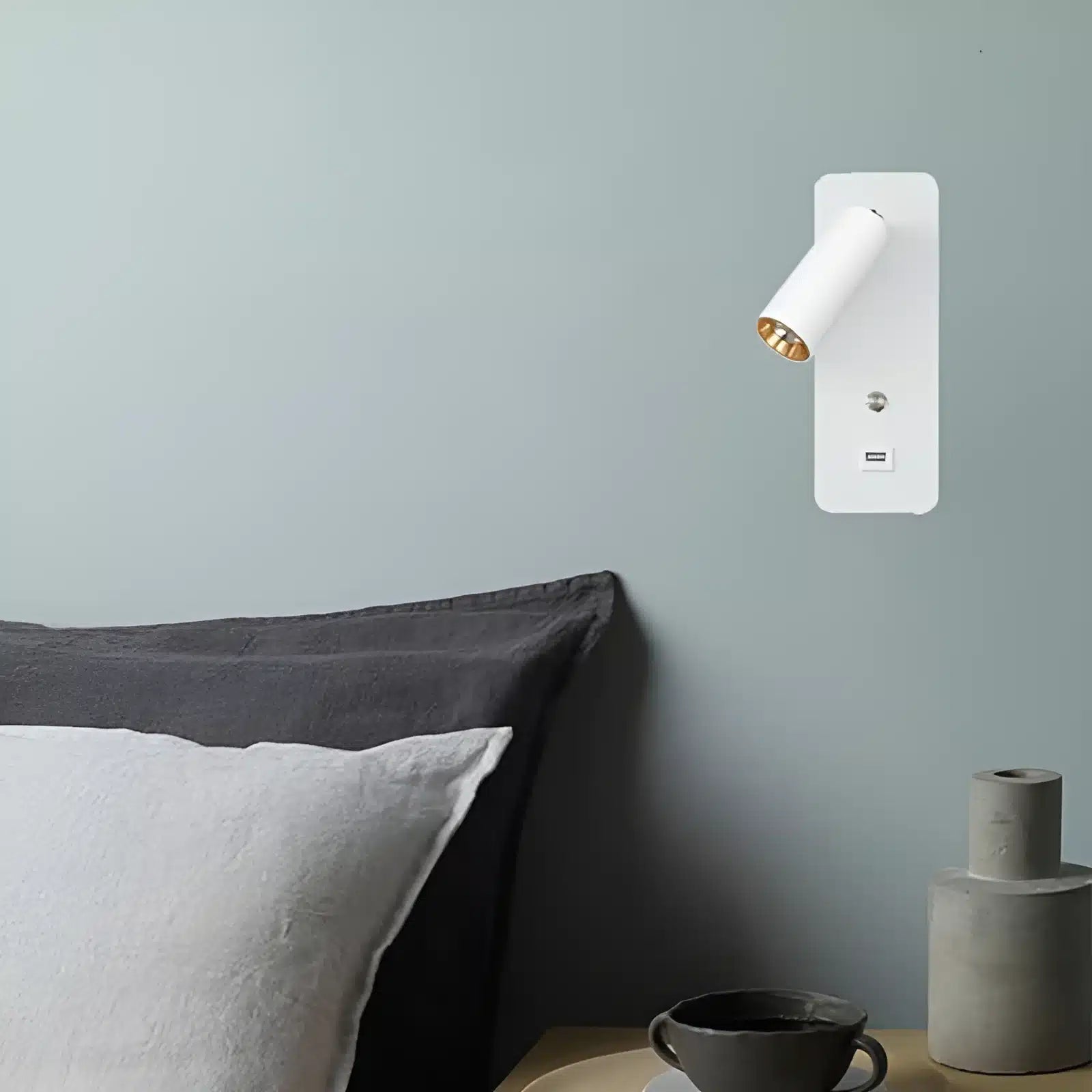 Applique murale LED avec interrupteur en forme de pilier pour chambre - Luminenza - Noir