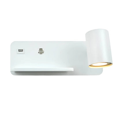 Applique murale LED avec plateau et USB pour chambre - Luminenza - Blanc