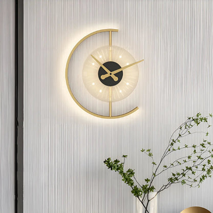 Applique murale LED design avec horloge pour chambre - Luminenza - Doré