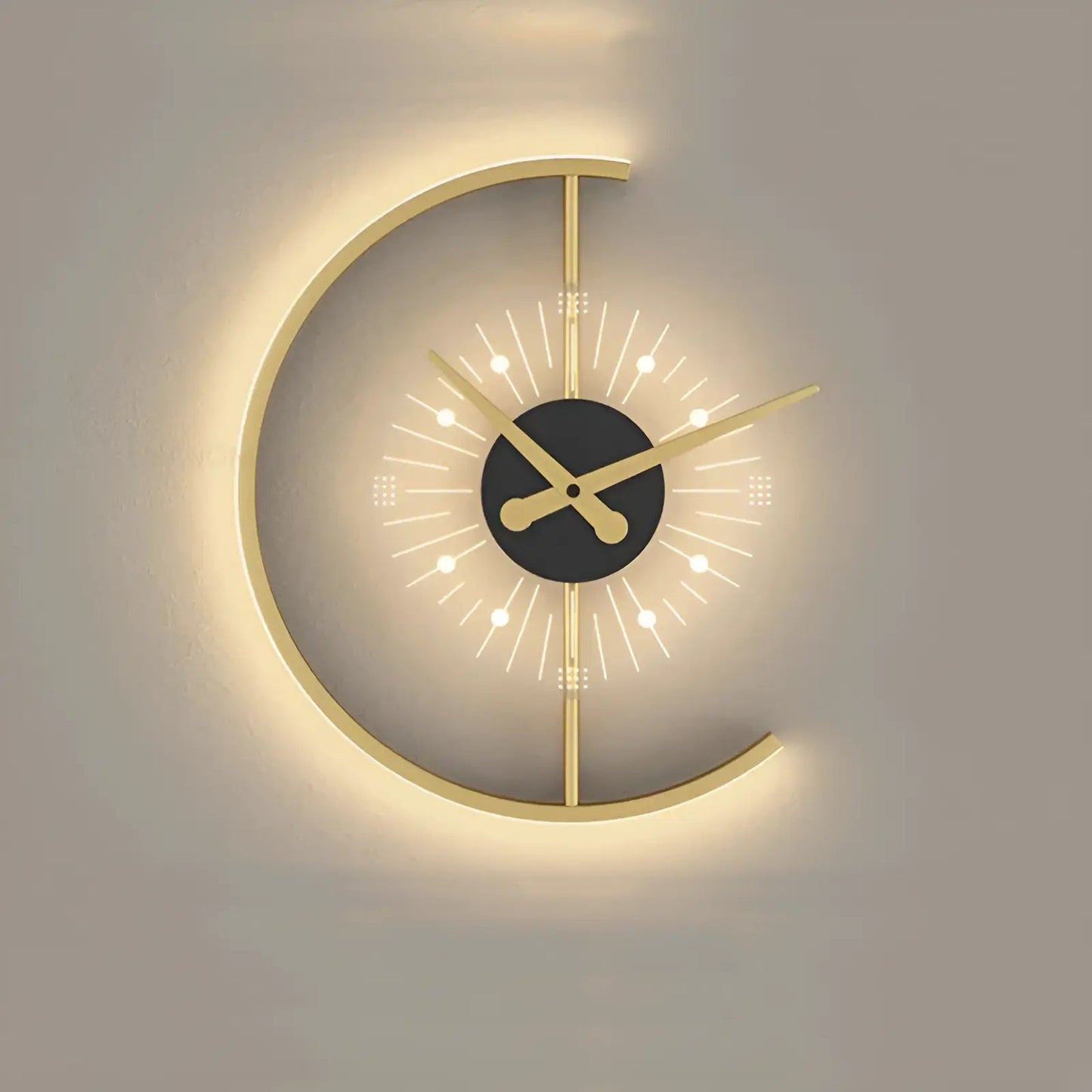 Applique murale LED design avec horloge pour chambre - Luminenza - Doré