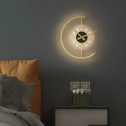 Applique murale LED design avec horloge pour chambre - Luminenza - Doré