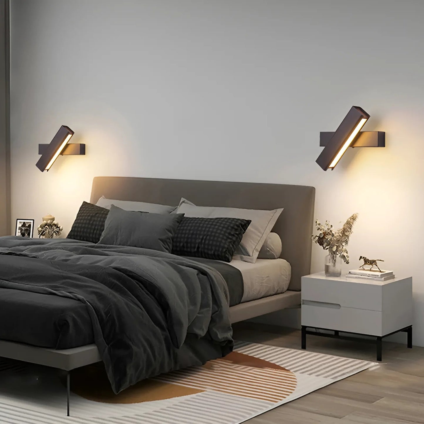 Applique murale LED en forme de barre pivotante pour chambre - Luminenza - Blanc
