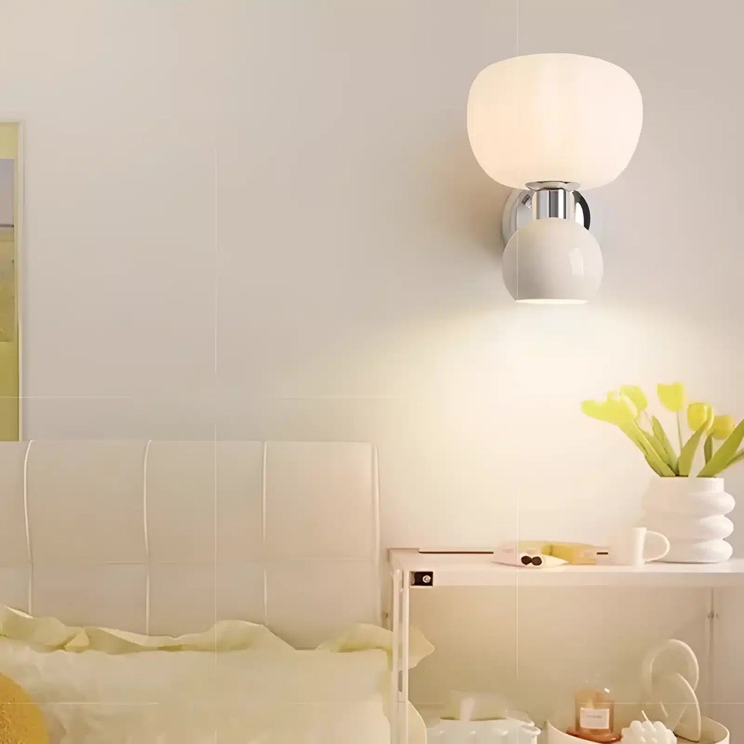Applique murale LED en forme de citrouille pour chambre - Luminenza - Blanc