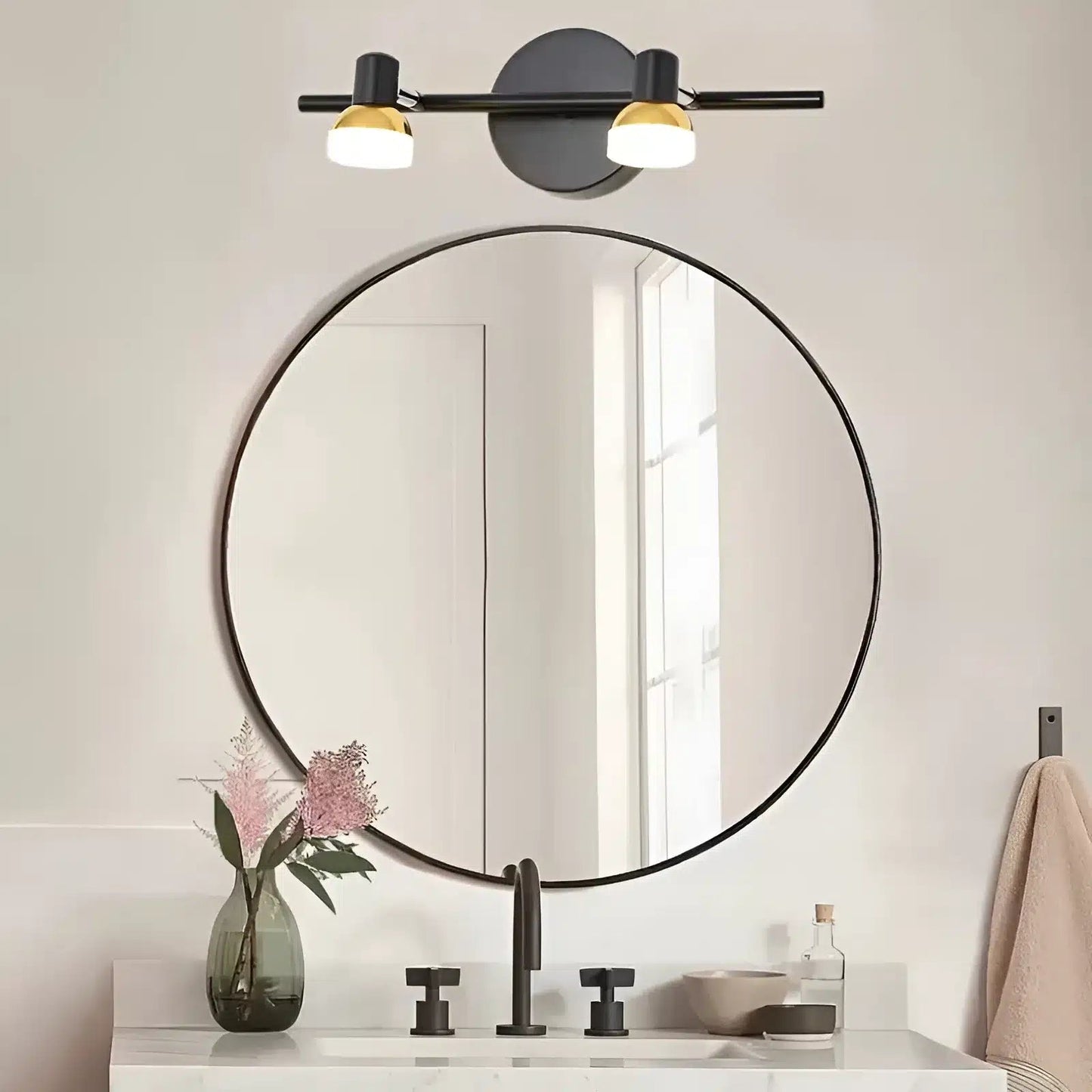 Applique murale LED moderne duo étanche à deux têtes - Luminenza - Noir