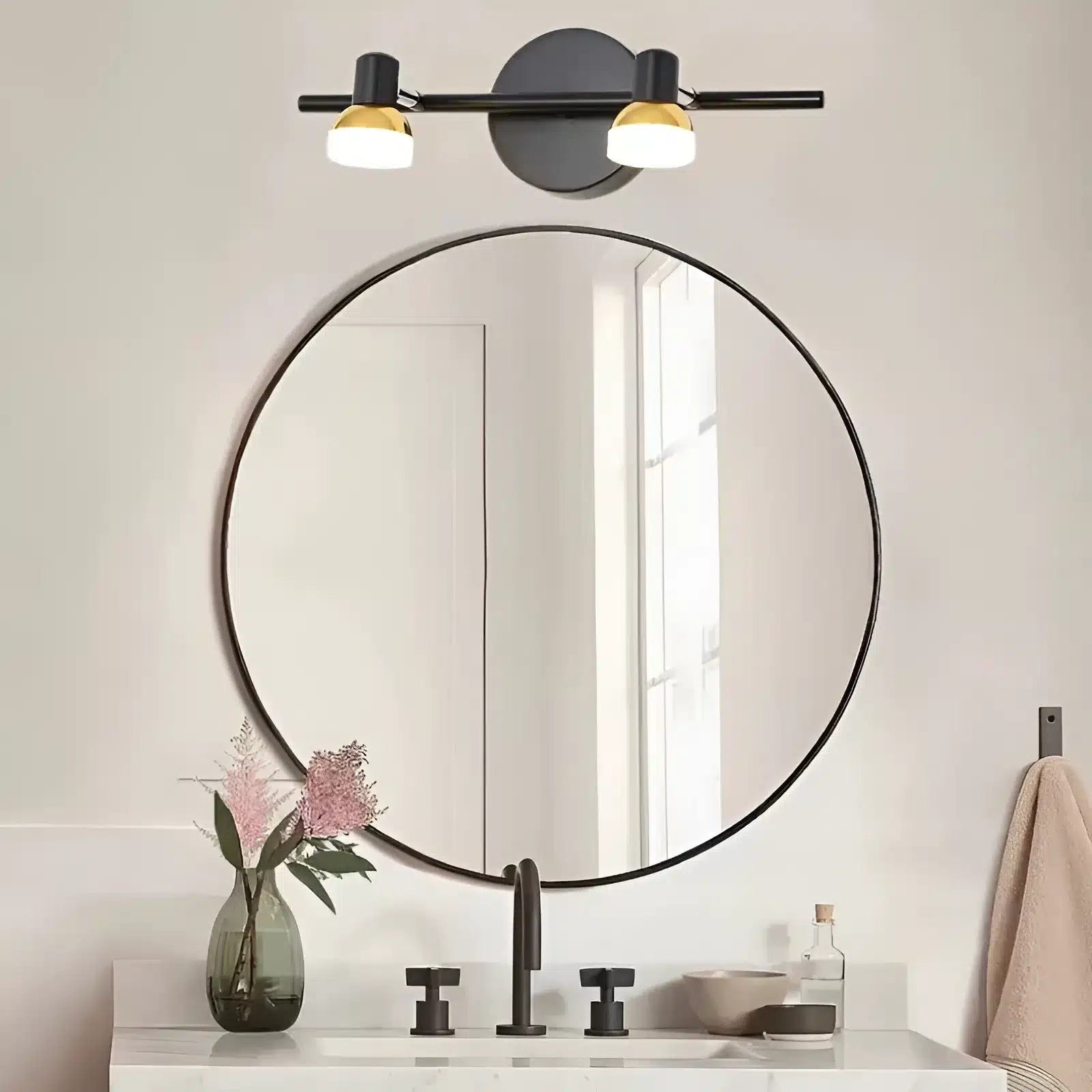 Applique murale LED moderne duo étanche à deux têtes - Luminenza - Noir