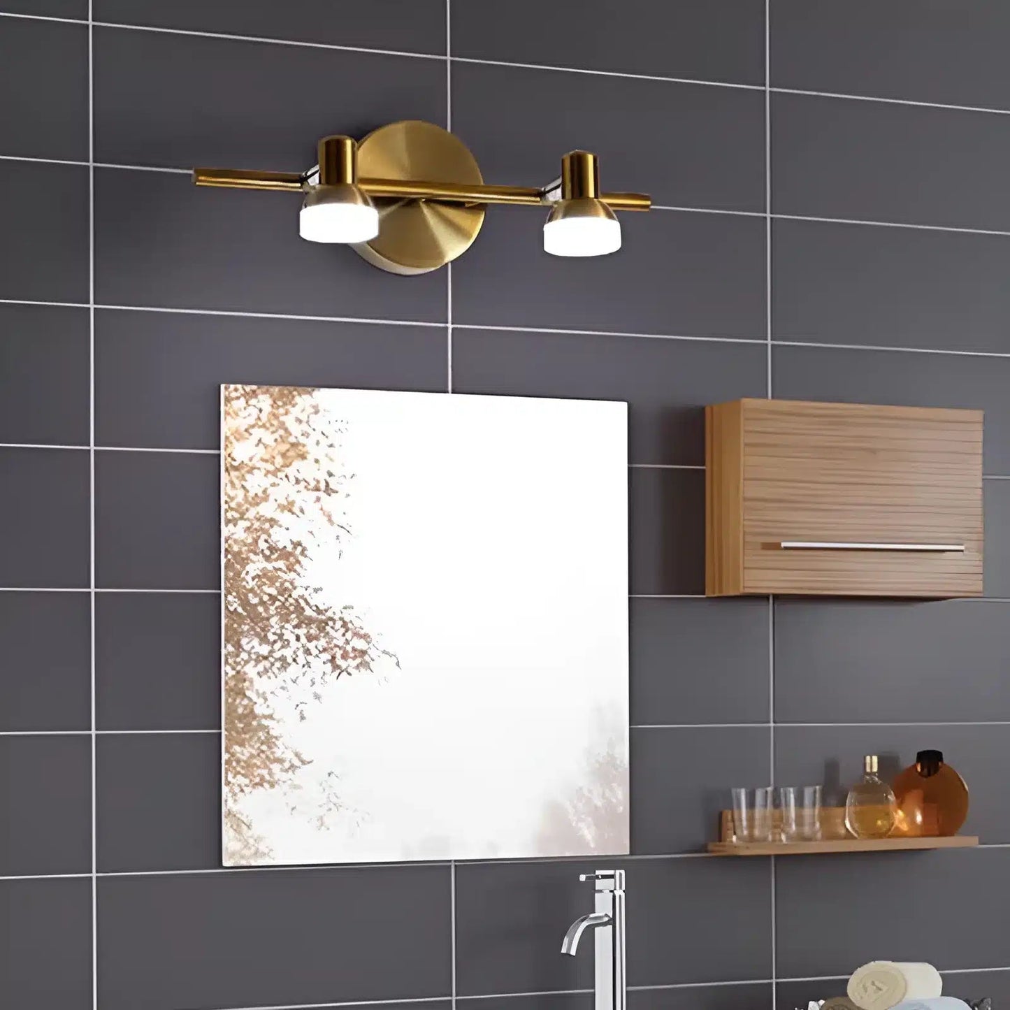 Applique murale LED moderne duo étanche à deux têtes - Luminenza - Noir