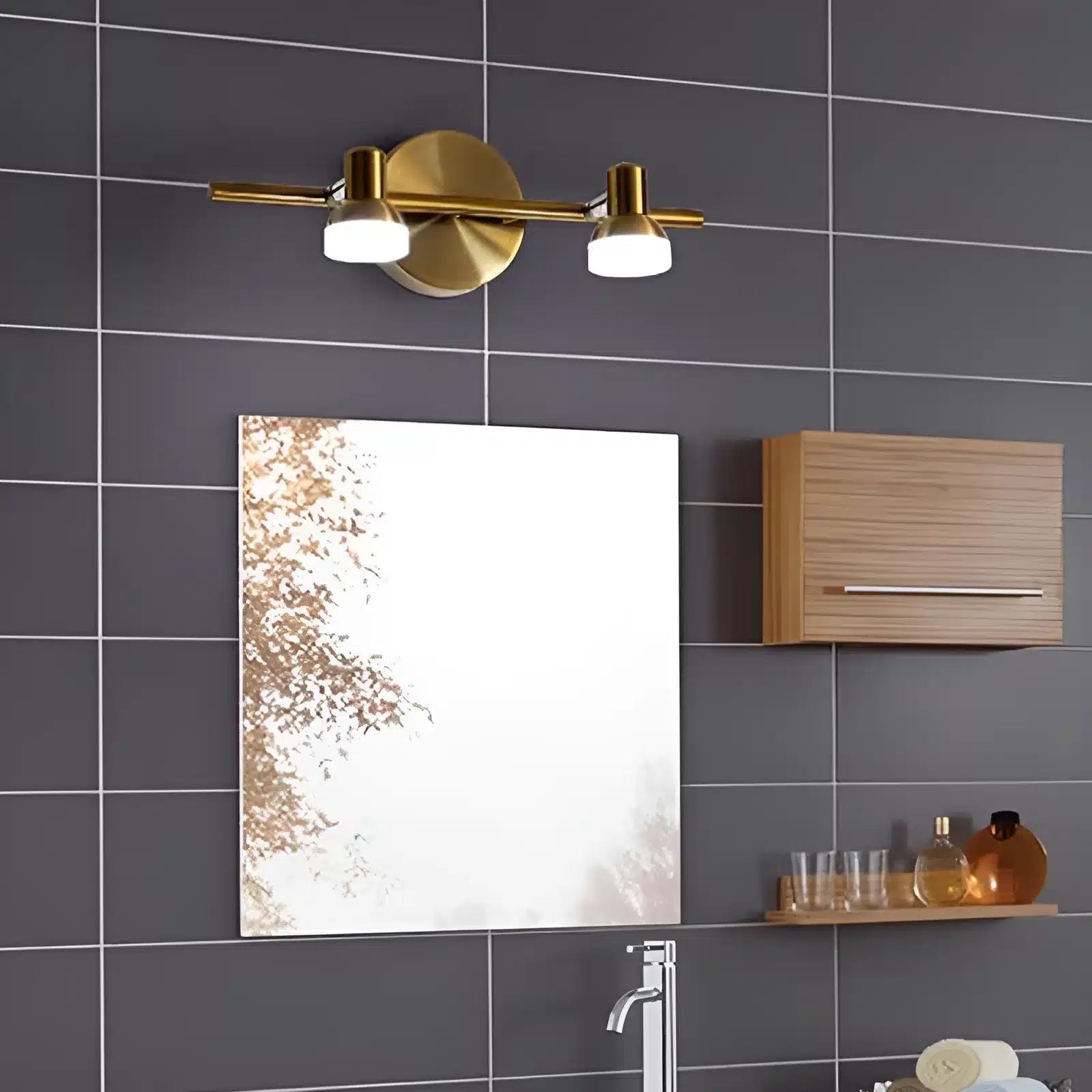 Applique murale LED moderne duo étanche à deux têtes - Luminenza - Noir