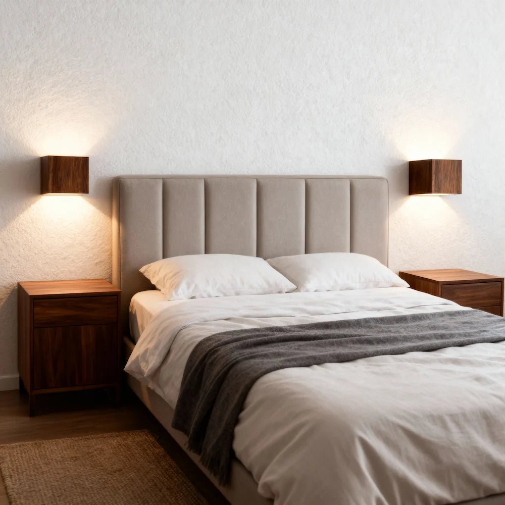 Applique murale LED moderne minimaliste carrée en bois pour Salon - Luminenza - Bois de noyer