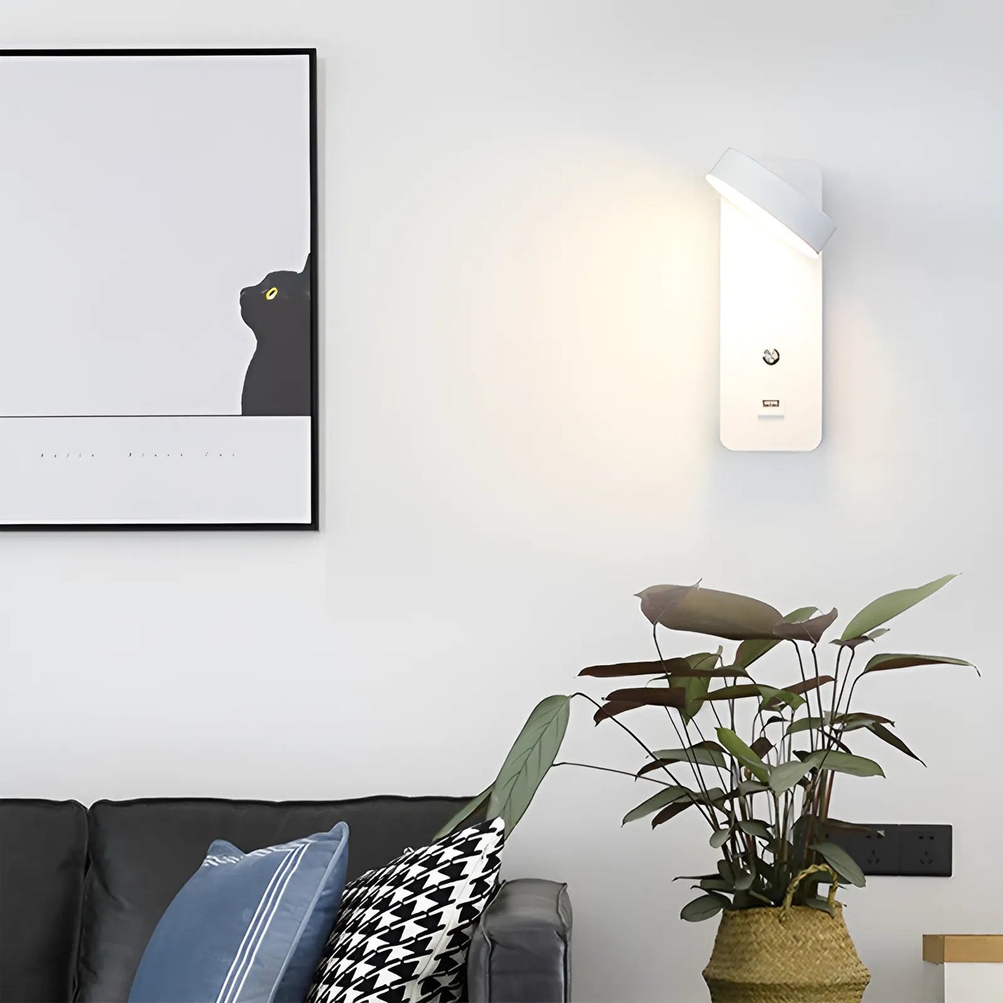 Applique murale LED pivotable avec interrupteur pour chambre - Luminenza - Blanc