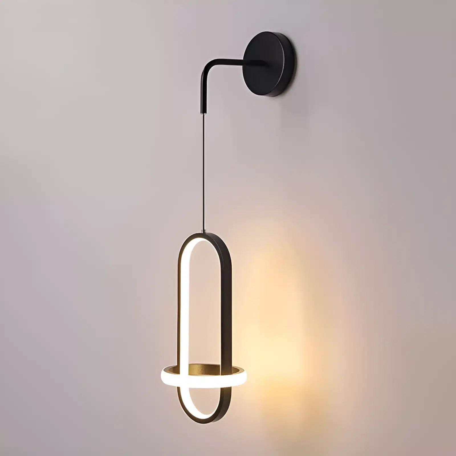 Applique Murale Moderne à Double Anneau Elliptique - Idéale pour Salon et Chambre - Luminenza - Noir