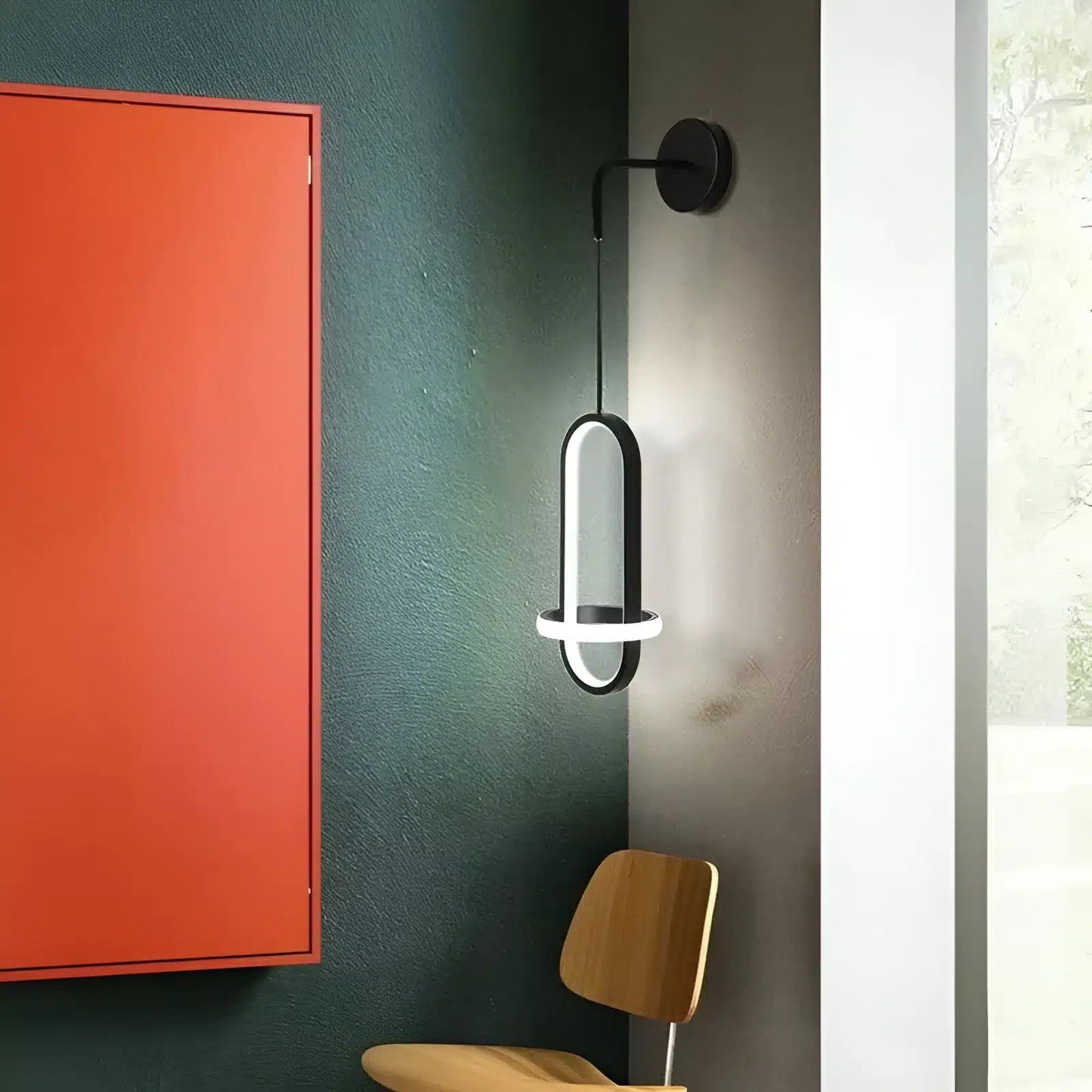 Applique Murale Moderne à Double Anneau Elliptique - Idéale pour Salon et Chambre - Luminenza - Noir