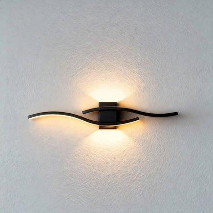 Applique Murale Moderne Vague avec Changement de Couleur en Aluminium - Luminenza - Noir