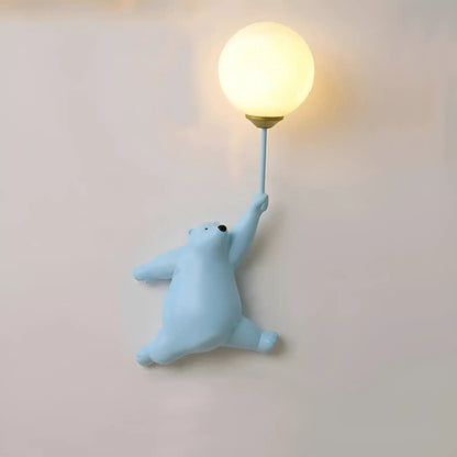 Applique murale ours avec ballon 3D pour chambre - Luminenza - Blanc