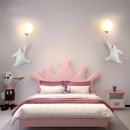 Applique murale ours avec ballon 3D pour chambre - Luminenza - Blanc
