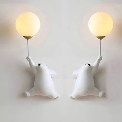 Applique murale ours avec ballon 3D pour chambre - Luminenza - Bleu