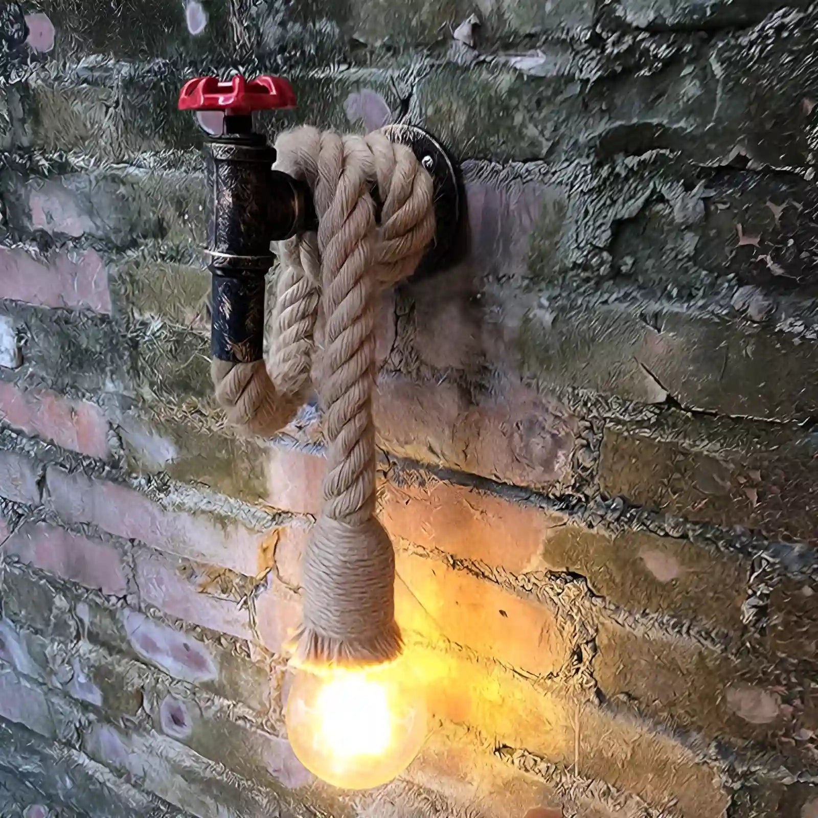 Applique murale rétro en corde de chanvre pour chambre - Luminenza - Noir