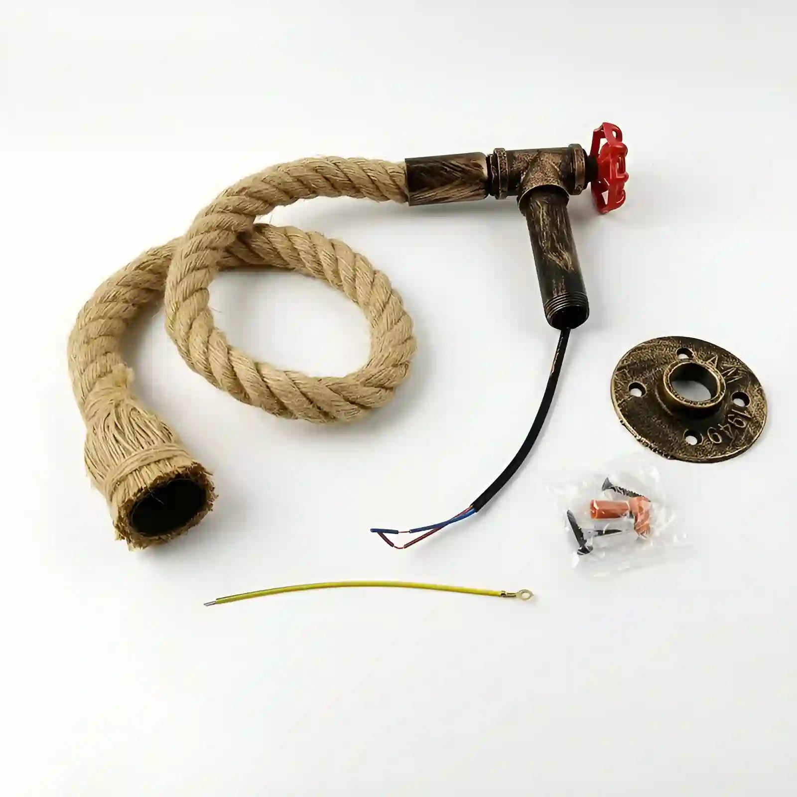 Applique murale rétro en corde de chanvre pour chambre - Luminenza - Noir