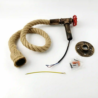 Applique murale rétro en corde de chanvre pour chambre - Luminenza - Noir