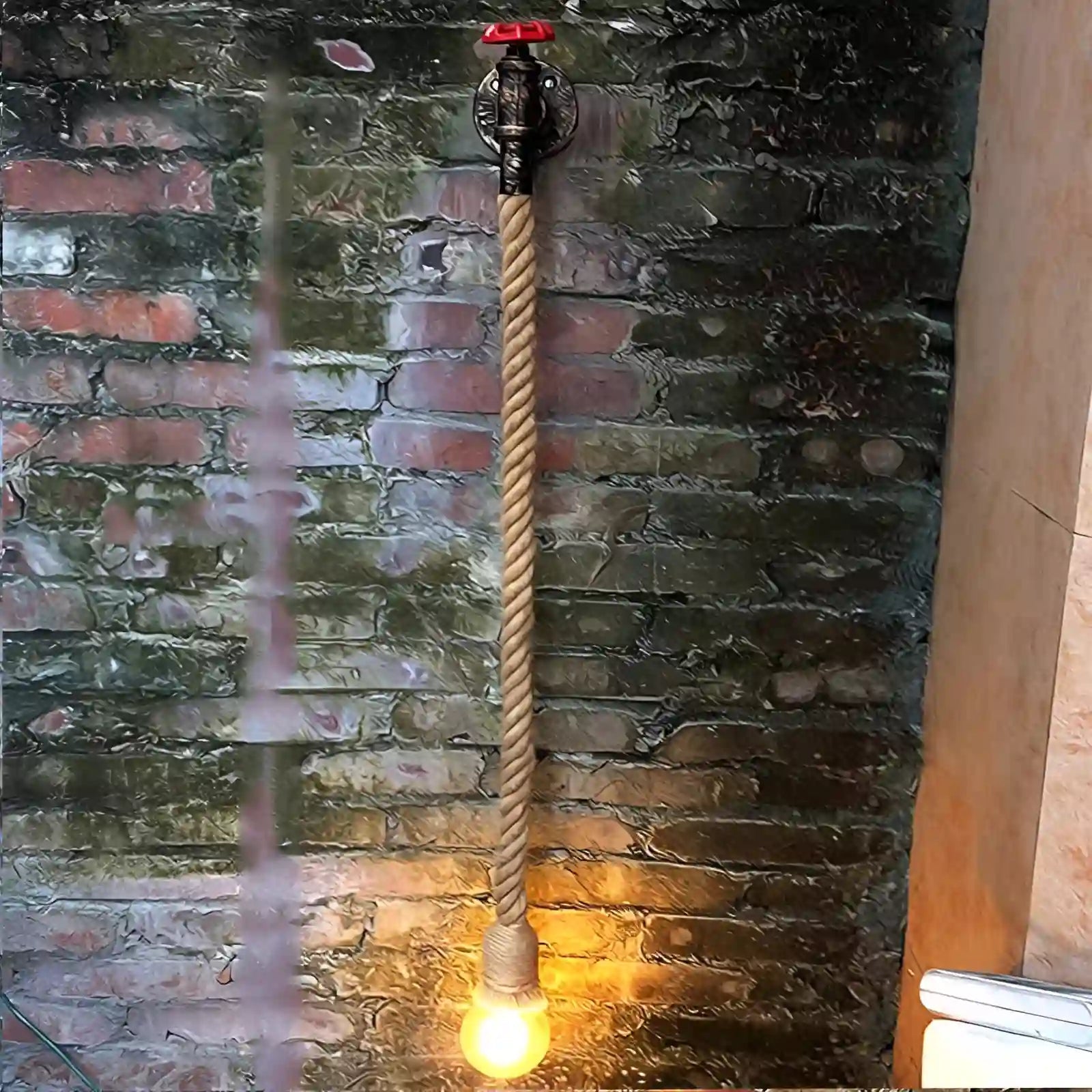 Applique murale rétro en corde de chanvre pour chambre - Luminenza - Noir