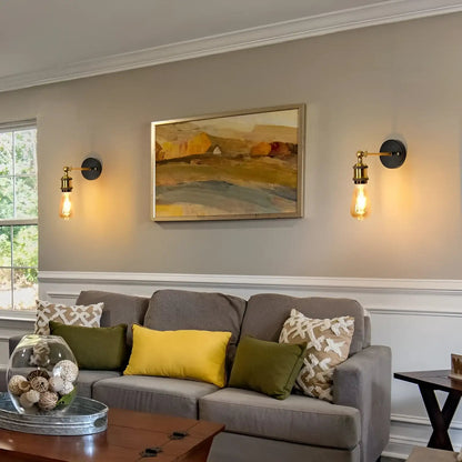 Applique murale Rétro et Rustique pour chambre - Luminenza - Noir Doré