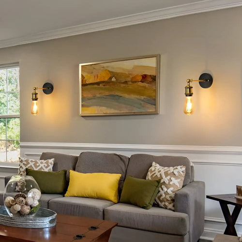 Applique murale Rétro et Rustique pour chambre - Luminenza - Noir Doré