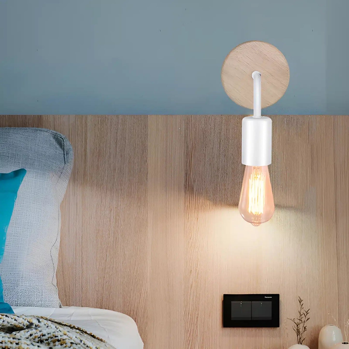 Applique Murale Rétro Nordique en Bois et Métal - Luminenza - Blanc