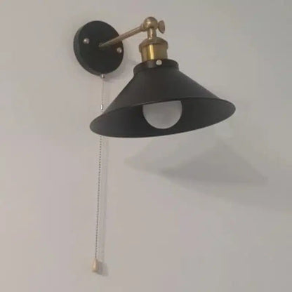 Applique Murale Rétro pour Décoration Intérieure - Abat - Jour Couvercle Plat - Luminenza - Noir