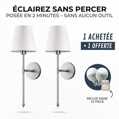 Applique murale sans fil (Lot de 2) - Luminenza - Argent