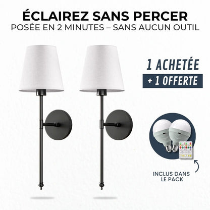 Applique murale sans fil (Lot de 2) - Luminenza - Noir