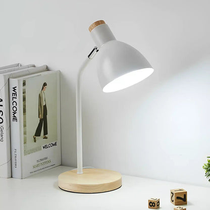 Lampe de bureau nordique en bois pour chambre - Luminenza - Blanc