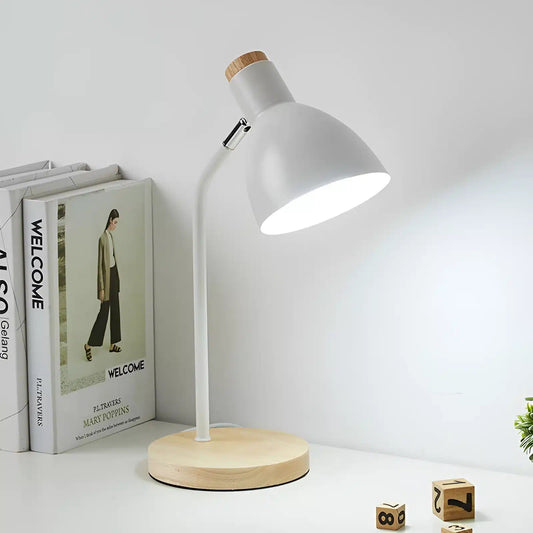 Lampe de bureau nordique en bois pour chambre - Luminenza - Blanc