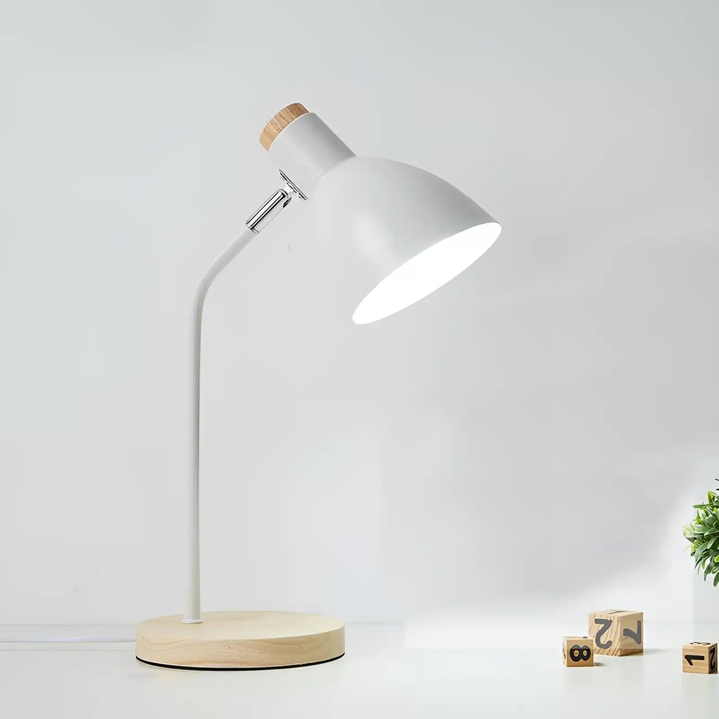 Lampe de bureau nordique en bois pour chambre - Luminenza - Blanc