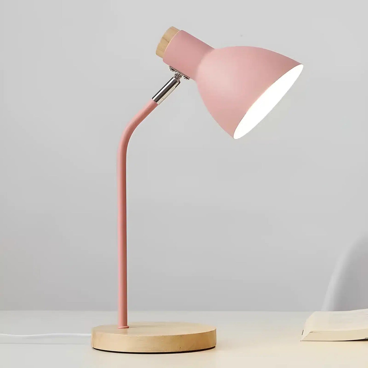 Lampe de bureau nordique en bois pour chambre - Luminenza - Rose pale