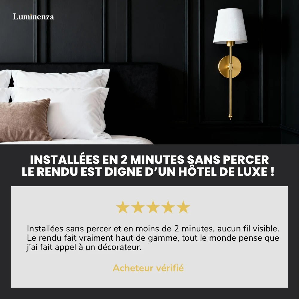 Lampe murale LED sans fil conique (Lot de 2) - Luminenza - Doré