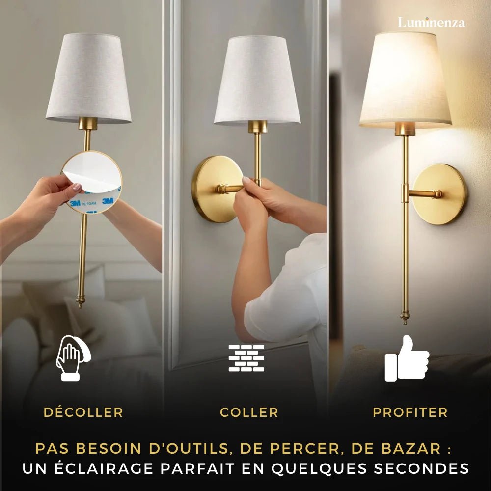 Lampe murale LED sans fil conique (Lot de 2) - Luminenza - Doré