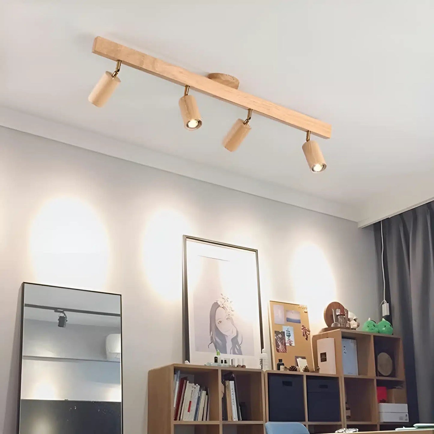 Plafonnier en bois nordique rotatif réglable en simple, duo, trio et quatuor - Luminenza - Blanc