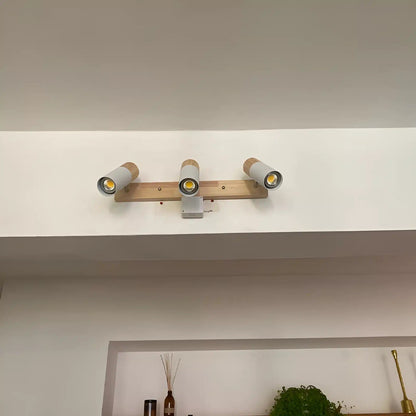 Plafonnier en bois nordique rotatif réglable en simple, duo, trio et quatuor - Luminenza - Blanc