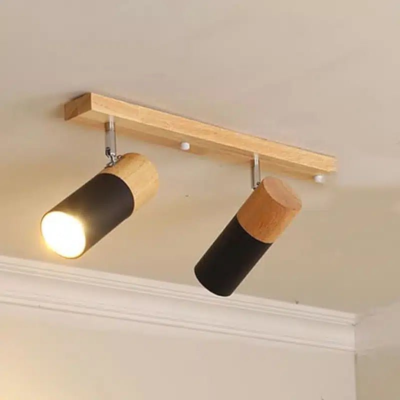 Plafonnier en bois nordique rotatif réglable en simple, duo, trio et quatuor - Luminenza - Noir