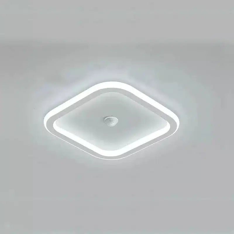 Plafonnier LED au design moderne forme ronde et carrée en noir et blanc pour salon - Luminenza - Blanc