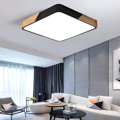 Plafonnier LED carré avec des coins arrondis pour salon - Luminenza - Blanc